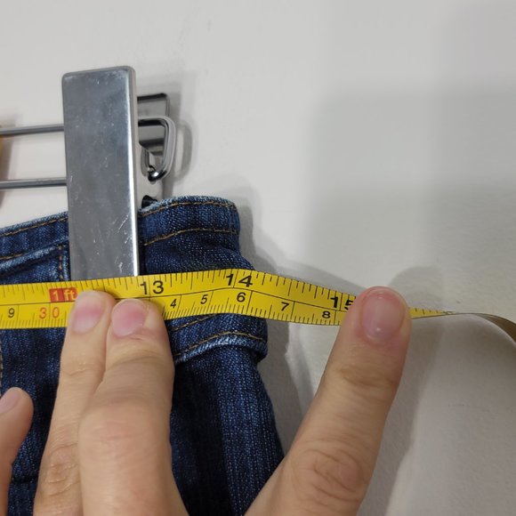 Semplice Blue High Rise Cropped Wide Leg Jeans Ankle Length Cut Pockets Size 8 - Picture 12 of 14